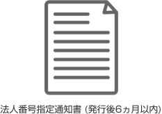 法人番号指定通知書 (発行後6ヵ月以内)