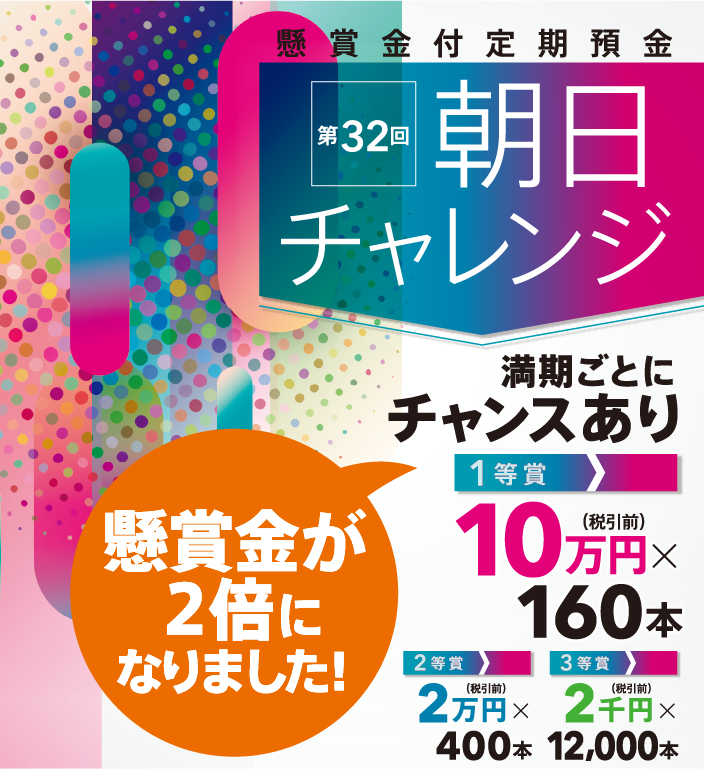 懸賞金付定期預金「第32回朝日チャレンジ」